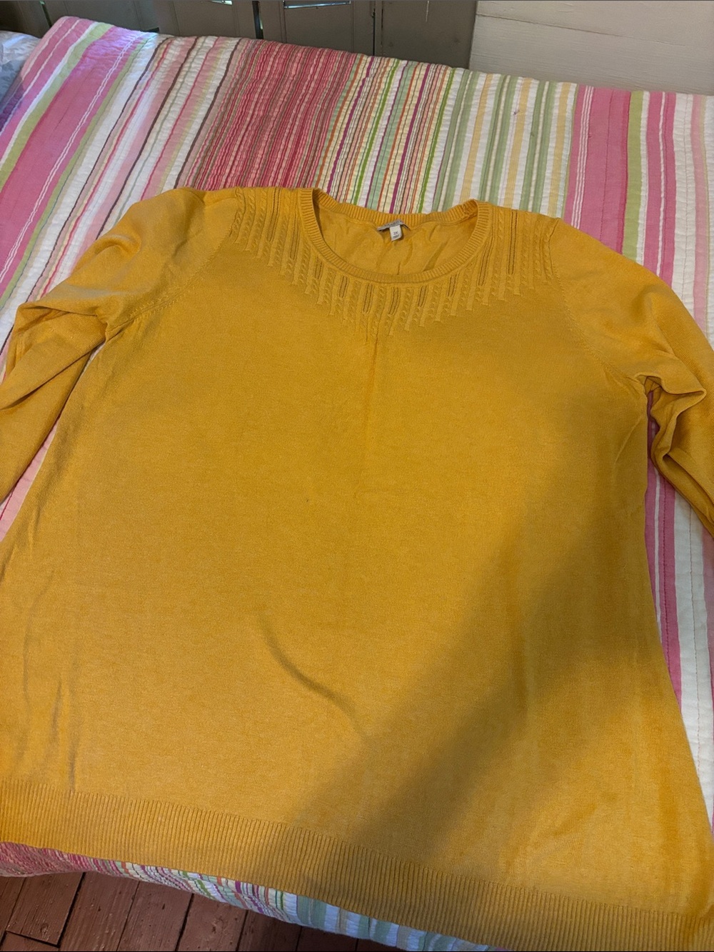 Talbots Yellow Crewneck Sweater with Subtle Yoke Detail